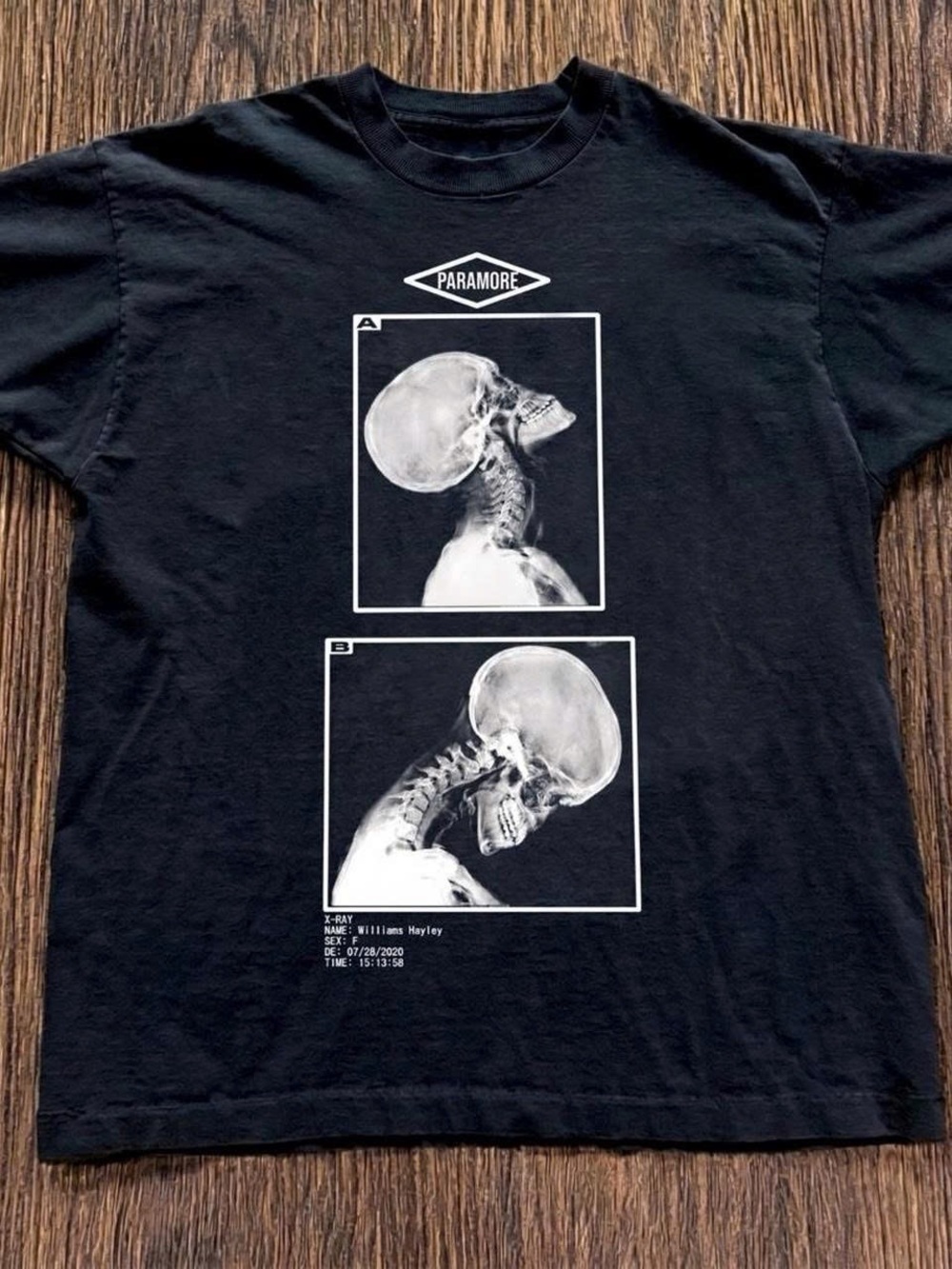 Gildan Black Short Sleeve Tee with White X-Ray Skull Graphic
